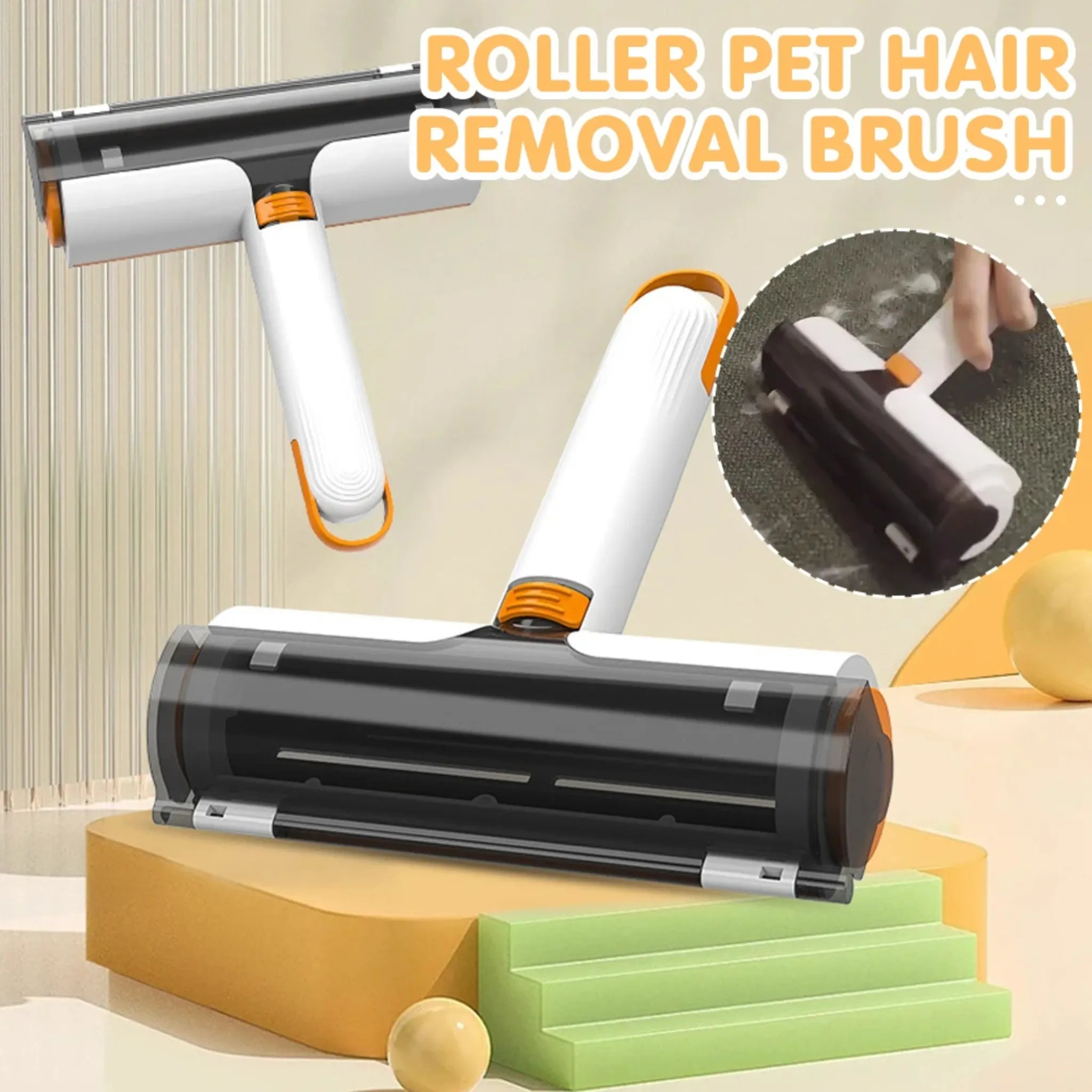 2-in-1 Pet Hair Removal Roller – Multifunctional, Portable & Washable Fur Cleaning Brush