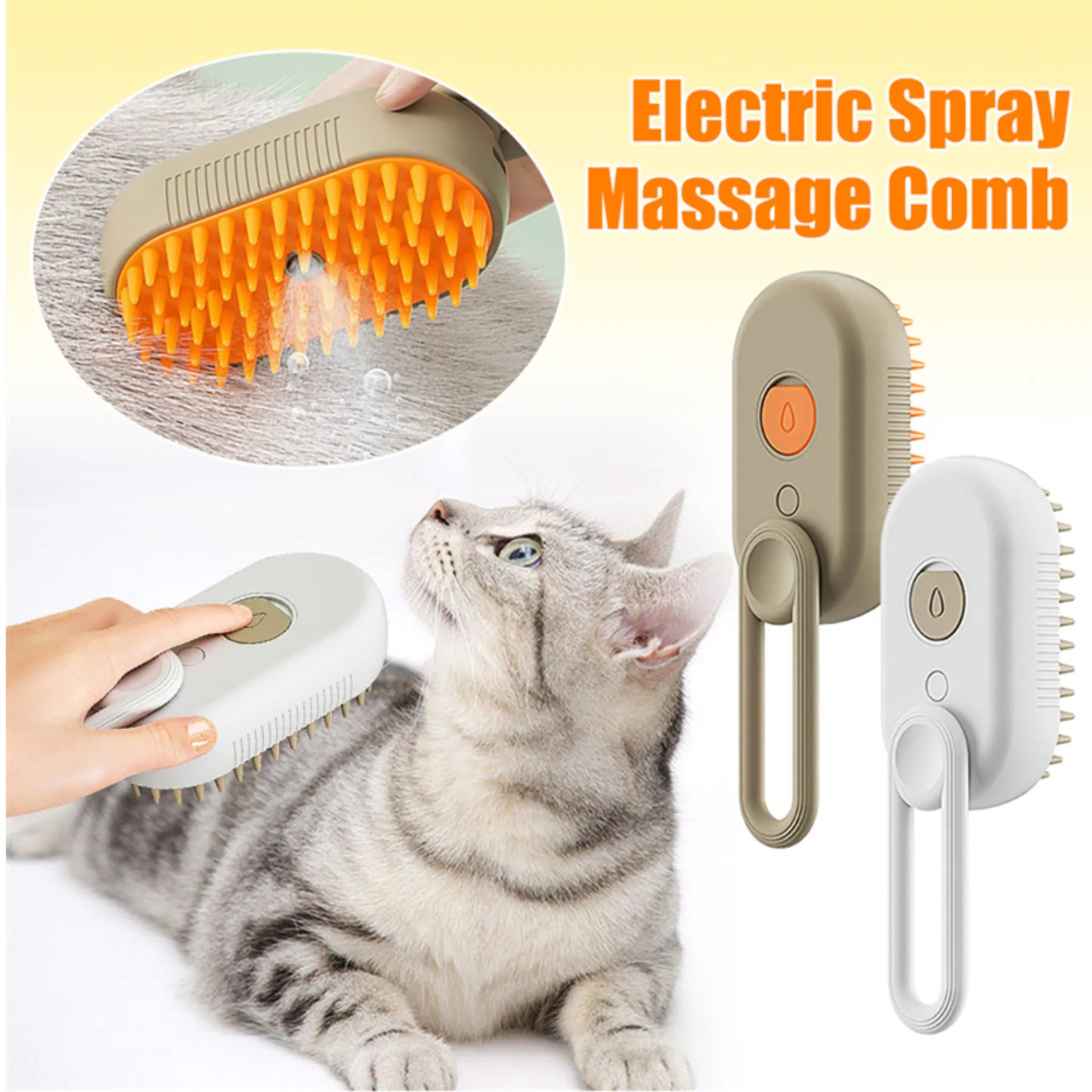 3-in-1 Electric Steam Pet Brush – Steamy Dog & Cat Grooming Comb | Hair Removal, Detangling & Massage