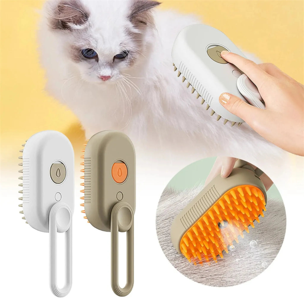 3-in-1 Electric Steam Pet Brush – Steamy Dog & Cat Grooming Comb | Hair Removal, Detangling & Massage