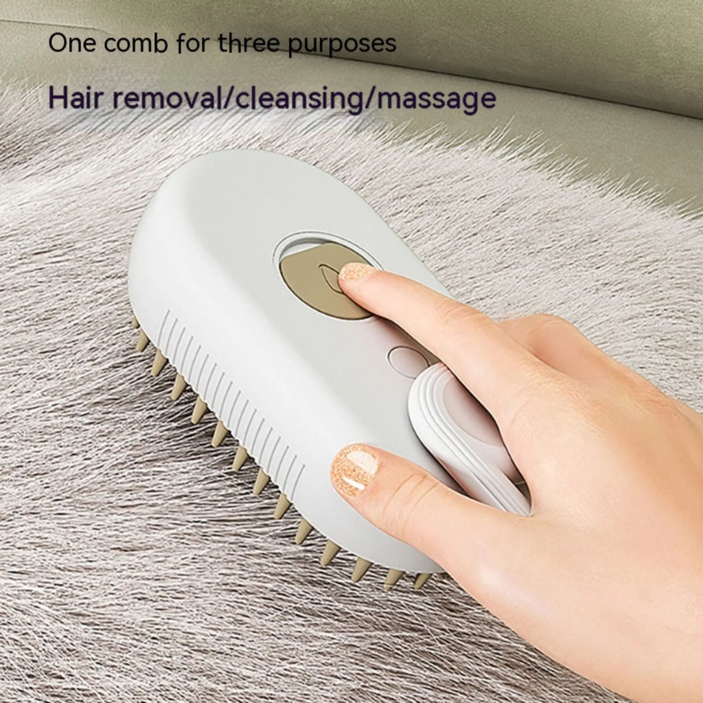 3-in-1 Electric Steam Pet Brush – Steamy Dog & Cat Grooming Comb | Hair Removal, Detangling & Massage